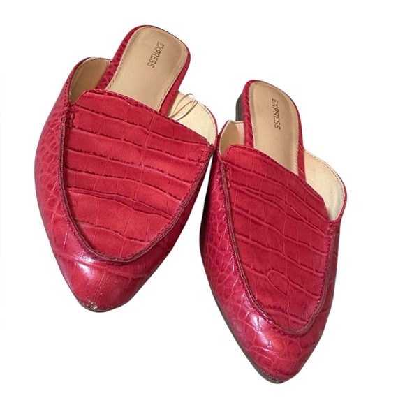 Express Red‎ Croc-Embossed Mules Slip On Shoes 7.5 - Picture 2 of 6
